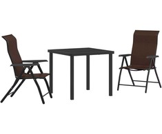 Lauko baldų komplektas Sodo valgomojo komplektas 3 pcs Ruda