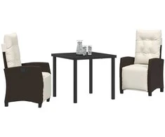 Lauko baldų komplektas Sodo valgomojo komplektas su pagalve 3 pcs Ruda poliratanas