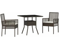 Lauko baldų komplektas Sodo valgomojo komplektas 3 pcs Ruda poliratanas