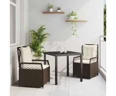 Lauko baldų komplektas Sodo valgomojo komplektas 3 pcs Ruda poliratanas