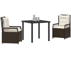 Lauko baldų komplektas Sodo valgomojo komplektas 3 pcs Ruda poliratanas