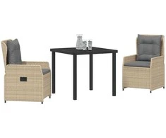 Lauko baldų komplektas Sodo valgomojo komplektas 3 pcs Bežinė ir šviesiai pilka