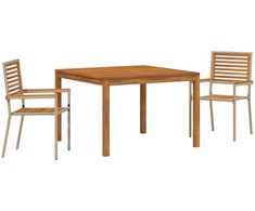 Lauko baldų komplektas Sodo valgomojo komplektas 3 pcs Smėlio Kietos akacijos mediena