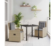 Lauko baldų komplektas Sodo valgomojo komplektas 3 pcs Bežinė ir šviesiai pilka