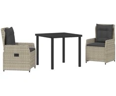 Lauko baldų komplektas Sodo valgomojo komplektas 3 pcs Šviesiai pilka poliratanas