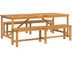 Sodo valgomojo komplektas 3 pcs Ruda Kietos akacijos mediena