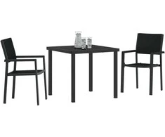 Lauko baldų komplektas Sodo valgomojo komplektas 3 pcs Juoda