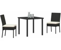 Lauko baldų komplektas Sodo valgomojo komplektas 3 pcs Juoda