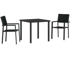 Lauko baldų komplektas Sodo valgomojo komplektas 3 pcs Juoda