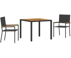 Sodo valgomojo komplektas 3 pcs Juoda poliratanas