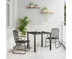Lauko baldų komplektas Sodo valgomojo komplektas 3 pcs Juoda