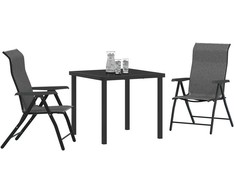 Lauko baldų komplektas Sodo valgomojo komplektas 3 pcs Pilka