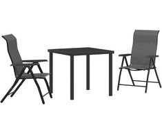 Lauko baldų komplektas Sodo valgomojo komplektas 3 pcs Pilka