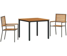 Sodo valgomojo komplektas 3 pcs Pilka ir ruda poliratanas