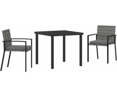 Lauko baldų komplektas Sodo valgomojo komplektas 3 pcs Pilka