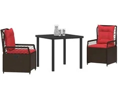 Lauko baldų komplektas Sodo valgomojo komplektas 3 pcs Ruda poliratanas