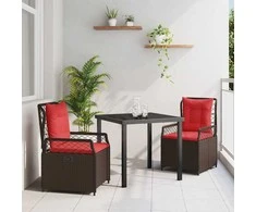 Lauko baldų komplektas Sodo valgomojo komplektas 3 pcs Ruda poliratanas