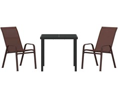 Lauko baldų komplektas Sodo valgomojo komplektas 3 pcs Ruda ir juoda