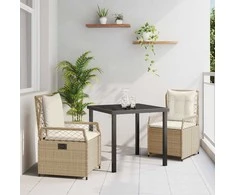 Lauko baldų komplektas Sodo valgomojo komplektas 3 pcs Bežė ir kreminė balta