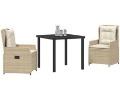 Lauko baldų komplektas Sodo valgomojo komplektas 3 pcs Bežinė ir šviesiai pilka