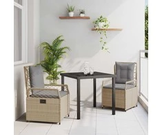 Lauko baldų komplektas Sodo valgomojo komplektas 3 pcs Bežinė ir šviesiai pilka