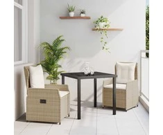 Lauko baldų komplektas Sodo valgomojo komplektas 3 pcs Bežinė ir šviesiai pilka