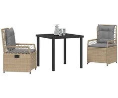 Lauko baldų komplektas Sodo valgomojo komplektas 3 pcs Bežinė ir šviesiai pilka