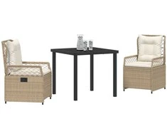 Lauko baldų komplektas Sodo valgomojo komplektas 3 pcs Bežė ir kreminė balta