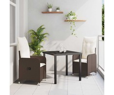 Lauko baldų komplektas Sodo valgomojo komplektas 3 pcs Ruda poliratanas