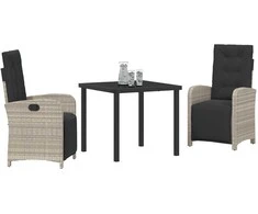 Lauko baldų komplektas Sodo valgomojo komplektas 3 pcs Šviesiai pilka poliratanas