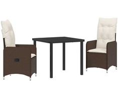 Lauko baldų komplektas Sodo valgomojo komplektas 3 pcs Ruda poliratanas