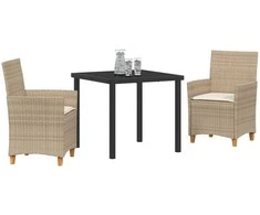 Lauko baldų komplektas Sodo valgomojo komplektas 3 pcs Smėlio poliratanas