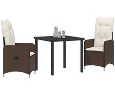 Lauko baldų komplektas Sodo valgomojo komplektas 3 pcs Ruda poliratanas