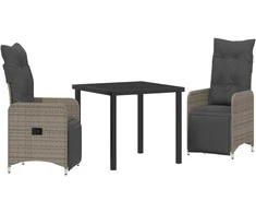 Lauko baldų komplektas Sodo valgomojo komplektas su pagalve 3 pcs Pilka poliratanas