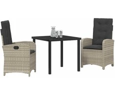 Lauko baldų komplektas Sodo valgomojo komplektas 3 pcs Šviesiai pilka poliratanas
