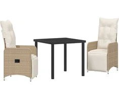 Lauko baldų komplektas Sodo valgomojo komplektas su pagalve 3 pcs Smėlio poliratanas