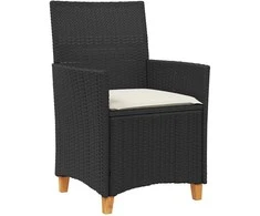 Lauko baldų komplektas Sodo valgomojo komplektas 3 pcs Juoda poliratanas