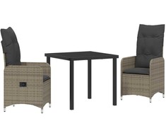 Lauko baldų komplektas Sodo valgomojo komplektas 3 pcs Pilka poliratanas