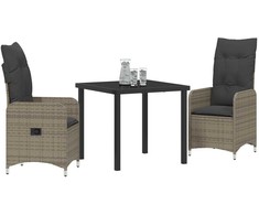 Lauko baldų komplektas Sodo valgomojo komplektas 3 pcs Pilka poliratanas