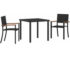 Lauko baldų komplektas Sodo valgomojo komplektas 3 pcs Juoda