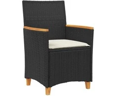 Lauko baldų komplektas Sodo valgomojo komplektas 3 pcs Juoda poliratanas