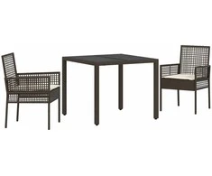 Lauko baldų komplektas Sodo valgomojo komplektas 3 pcs Ruda poliratanas