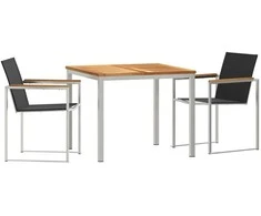 Lauko baldų komplektas Sodo valgomojo komplektas 3 pcs Ruda Kieto teka medžio