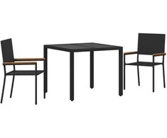 Sodo valgomojo komplektas 3 pcs Juoda poliratanas