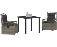Lauko baldų komplektas Sodo valgomojo komplektas 3 pcs Pilka poliratanas