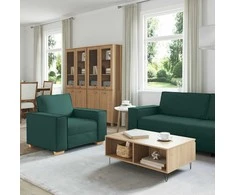 Sofa 3 pcs Tamsiai žalia 220 x 80 x 84 cm Lino mišinio audinys
