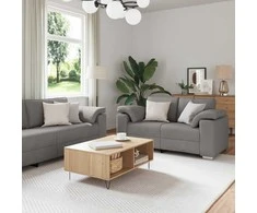 Sofa 3 pcs Taupe 219 x 80 x 82 cm Lino mišinio audinys