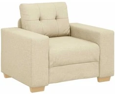 Sofa 3 pcs Kreminė 221 x 80 x 80 cm Lino mišinio audinys