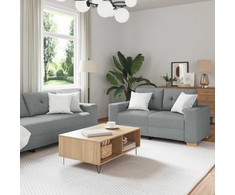 Sofa 3 pcs Šviesiai pilka 221 x 80 x 80 cm Lino mišinio audinys