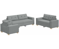 Sofa 3 pcs Šviesiai pilka 221 x 80 x 80 cm Lino mišinio audinys